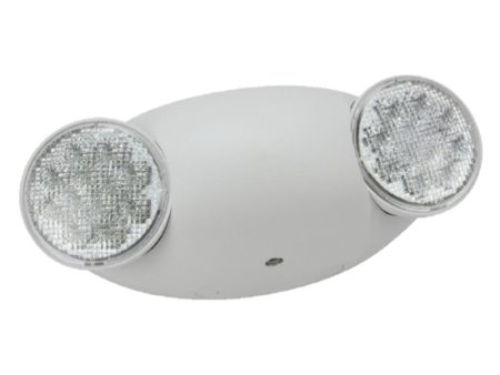 LED Emergency Light, 1 Watt, Two Round Lamp Heads, 120-277V, White Sale