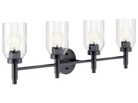 Madden 34 In 4-Lights Bathroom Vanity Light, Black Finish For Cheap