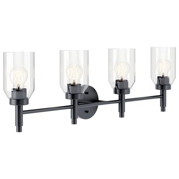 Madden 34 In 4-Lights Bathroom Vanity Light, Black Finish For Cheap