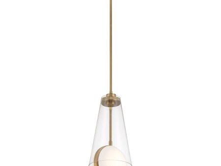 Solari 2 Lights 8 in. LED Pendant Light Gold Finish For Sale