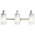 Kennewick 23 In 3-Lights Bathroom Vanity Light With Clear Satin Etched Glass, Brushed Nickel Finish Online Sale