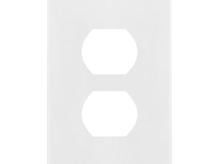 1-Gang Screwless Duplex Outlet Cover Plate White For Cheap