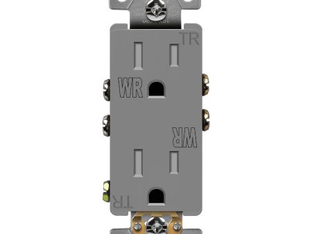 15 Amp Duplex Outlet, Tamper and Weather-Resistant, Gray Online Hot Sale