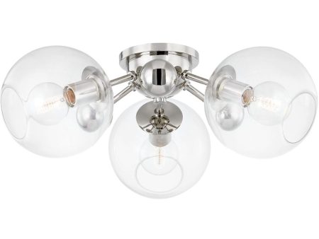 Abbott 25 in. 3 Lights Semi flush Mount Light Polished Nickel finish on Sale