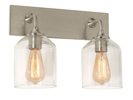 William 2 Lights 15 In. Vanity Light Satin Nickel Finish Cheap