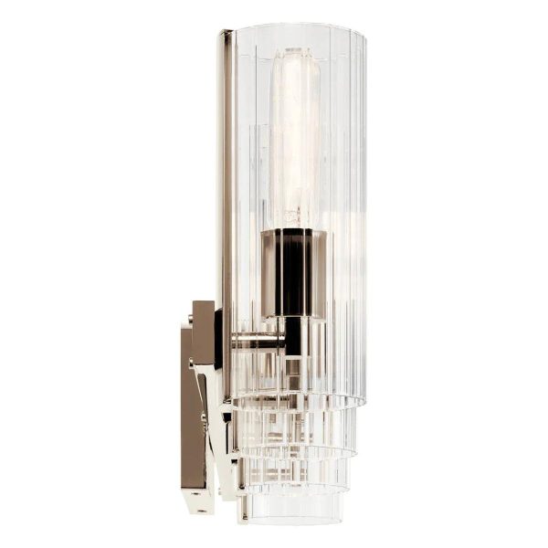 Jemsa 32 In 3-Lights Bathroom Vanity Light With Clear Fluted Glass, Polished Nickel Finish Sale