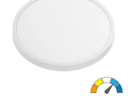 Slim SUMO 19 in. LED Surface Mount Light 120-277V Selectable CCT White Finish on Sale