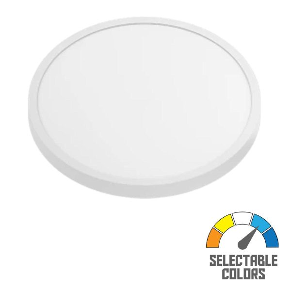 Slim SUMO 19 in. LED Surface Mount Light 120-277V Selectable CCT White Finish on Sale