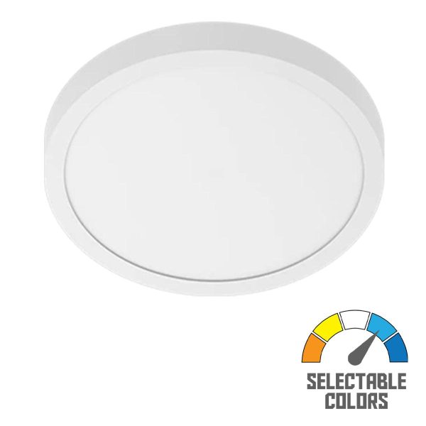 Slim SUMO 12 in. LED Surface Mount Light 120-277V Selectable CCT White Finish For Cheap