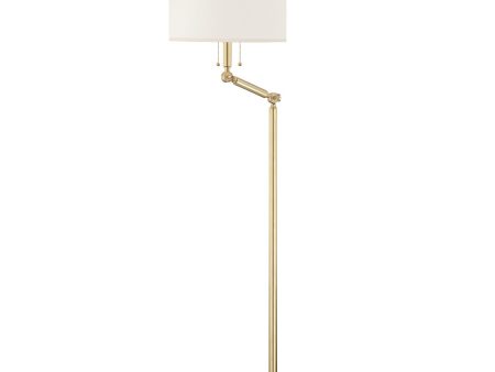 Essex 2 Lights Floor Lamp Marble Base and Aged Brass Finish on Sale