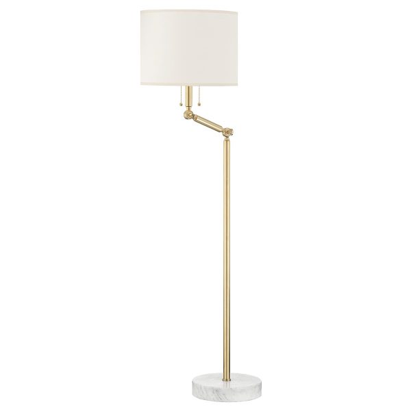 Essex 2 Lights Floor Lamp Marble Base and Aged Brass Finish on Sale