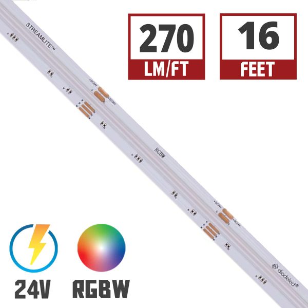 Streamlite LED Strip Light, 16.4ft Reel, Color Changing RGBW, 270 Lumens per Ft, 24V Online Hot Sale