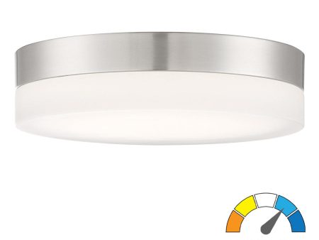 PI 14 Inch LED Flush Mount Light Selectable CCT 120V Brushed Nickel Finish For Discount