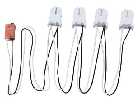 4-Lamp Wiring Harness with Tall Non-shunted Sockets for LED Tubes Online now