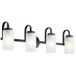 Kennewick 33 In 4-Lights Bathroom Vanity Light With Clear Satin Etched Glass, Black Finish Supply