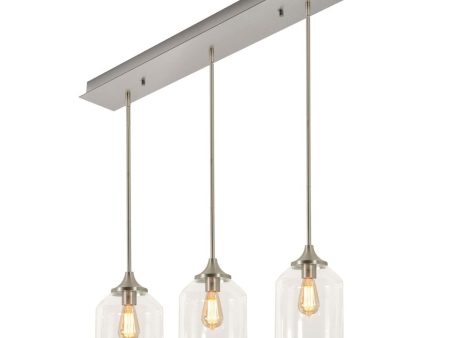 William 3 Lights 36 In. Pendant Light Satin Nickel Finish Supply