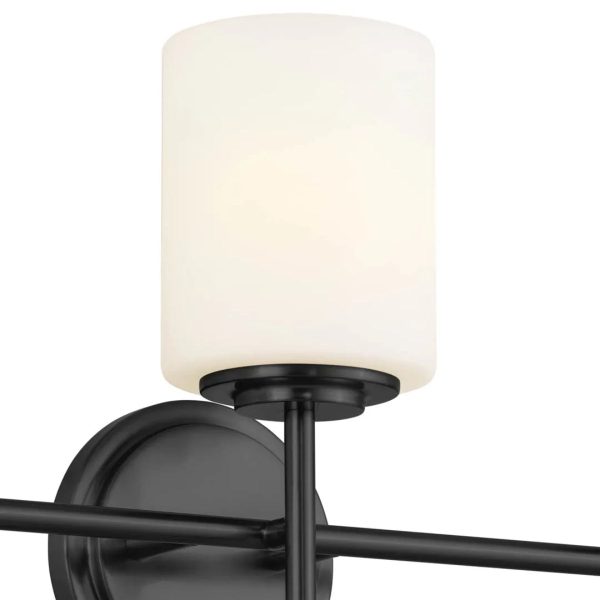 Ali 23 In 3-Lights Bathroom Vanity Light With Satin Etched Cased Opal, Black Finish Cheap