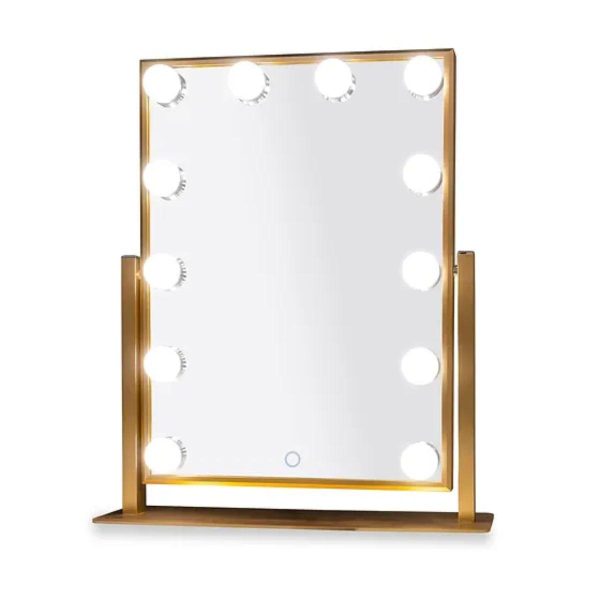 Hollywood 15 In. X 17 In. Tri-Color 12 LED Bulbs Make Up Mirror With Touch On Off Dimmer Function Online Hot Sale