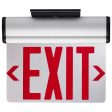 Edge-Lit LED Exit Sign, Single face with Red Letters, Silver Finish, Battery Included, Top Back End Mount Discount