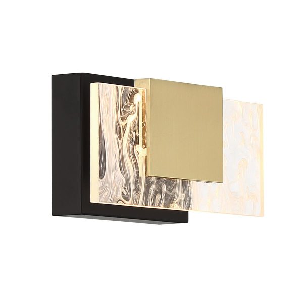 Kasha 9 in. LED Bath Sconce Black & Brass Finish Online Sale