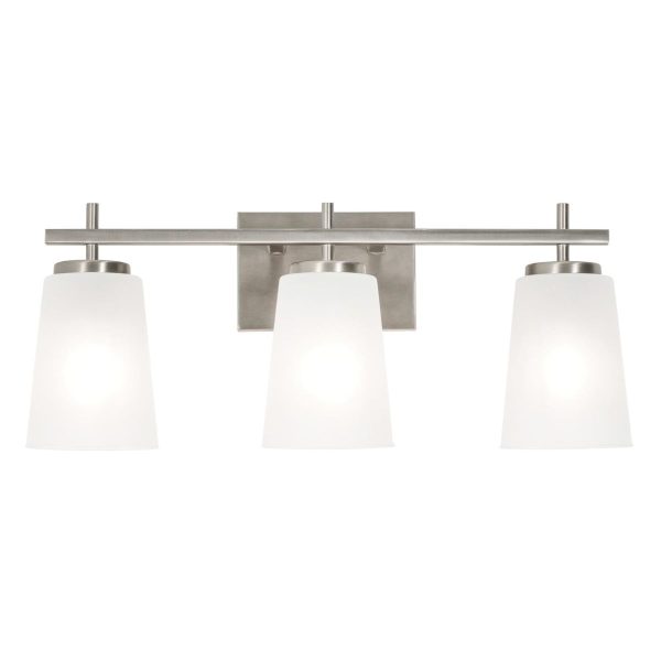 Joanna 23 in. 3 Lights Vanity Light Satin Nickel Finish White Shade on Sale