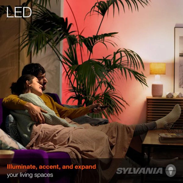 Sylvania 32ft RGB Flexible Light Strip Starter Kit, 16 Dimmable Colors with RF Remote Control For Sale