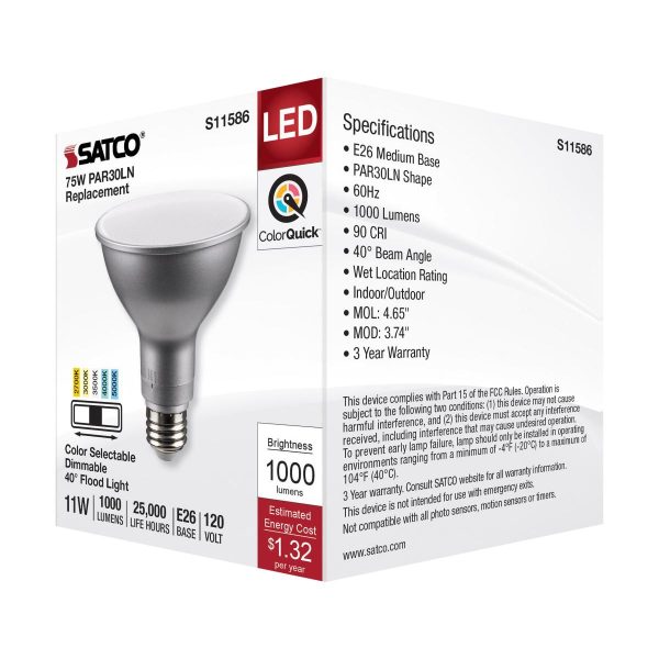 PAR30 Long Neck LED Bulb, 1000 Lumens, 75W Equal, 27K|30K|40K|50K, E26 Base, 40° Flood Cheap