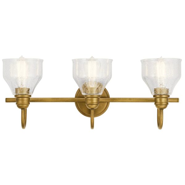 Avery 24 In 3-Lights Bathroom Vanity Light With Clear Fluted Glass, Gold Finish For Discount