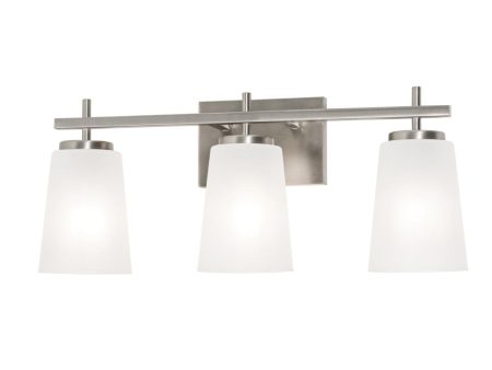 Joanna 23 in. 3 Lights Vanity Light Satin Nickel Finish White Shade on Sale