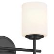 Ali 14 In 2-Lights Bathroom Vanity Light With Satin Etched Cased Opal, Black Finish Supply