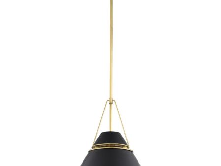 Adina 13 in. Pendant Light Matte Black and Natural Brass Finish Fashion