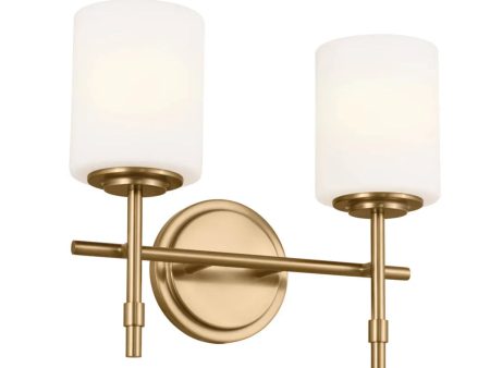 Ali 14 In 2-Lights Bathroom Vanity Light With Satin Etched Cased Opal, Gold Finish For Cheap