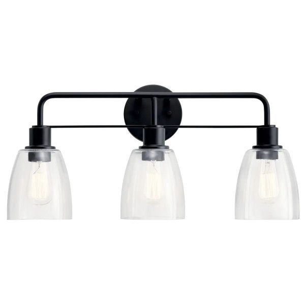 Meller 24 In 3-Lights Bathroom Vanity Light, Black Finish Fashion