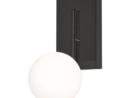 Metropolitan 12 in. LED Bath Sconce Black Finish White Shade For Sale