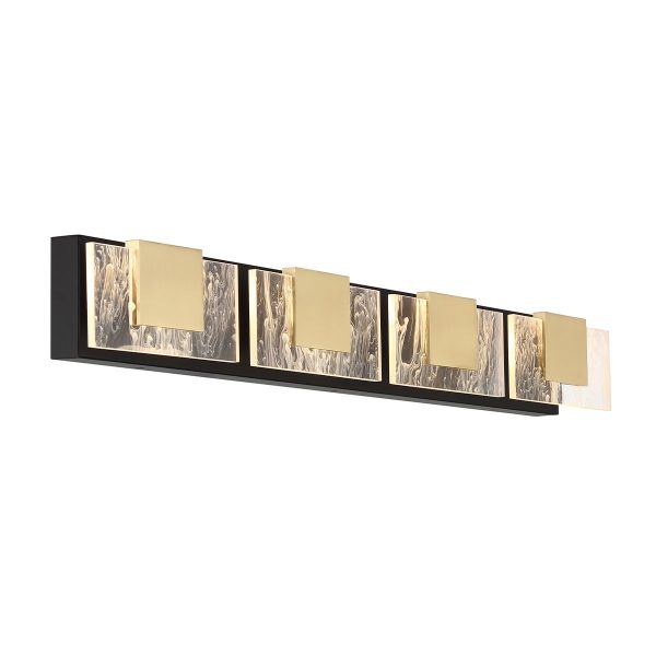 Kasha 4 Lights 37 in. LED Vanity Light Black & Brass Finish Fashion