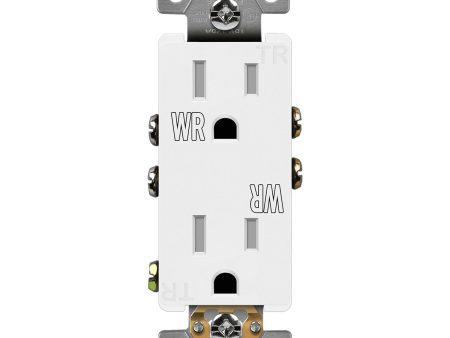 15 Amp Duplex Outlet, Tamper and Weather-Resistant, White Online Sale