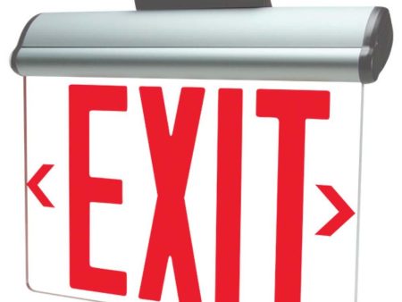 Edge-Lit LED Exit Sign, Single Face Clear with Red Letters, Surface or Recessed Mount, White Finish, Battery Backup Included Online now