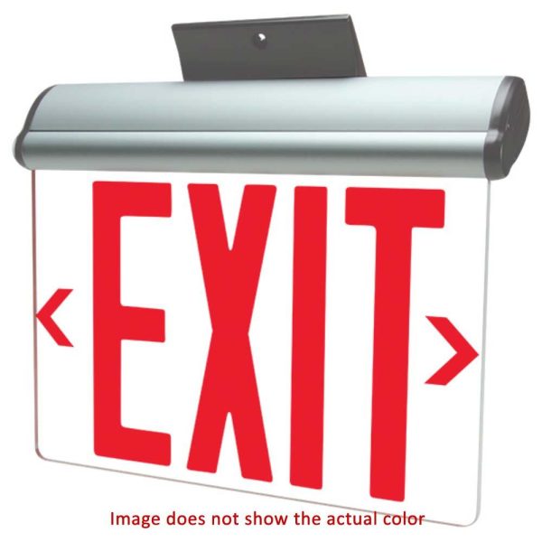 Edge-Lit LED Exit Sign, Single Face Clear with Red Letters, Surface or Recessed Mount, White Finish, Battery Backup Included Online now