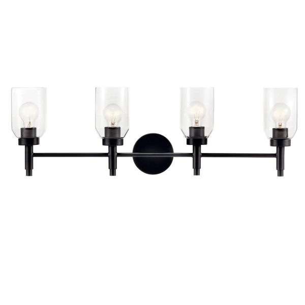 Madden 34 In 4-Lights Bathroom Vanity Light, Black Finish For Cheap