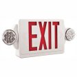 LED Combo Exit Sign, Universal Face with Red Letters, White Finish, Battery Backup Included For Cheap