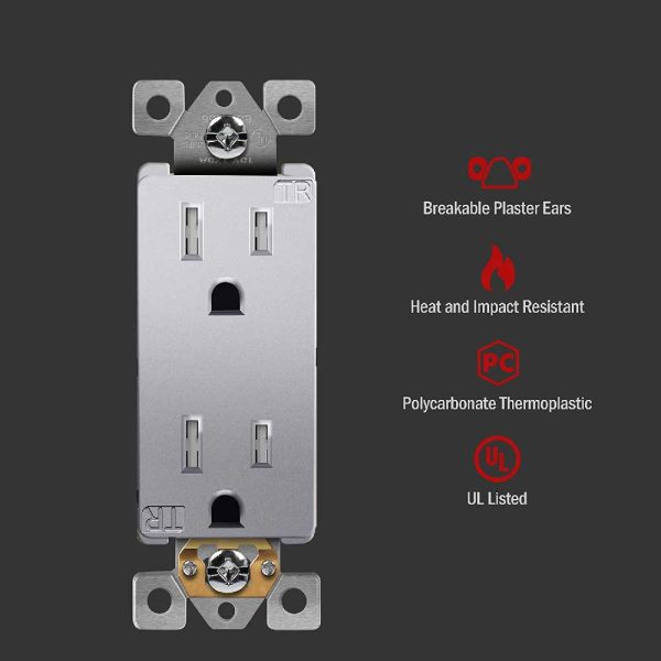 15 Amp Tamper-Resistant Duplex Outlet, White Discount