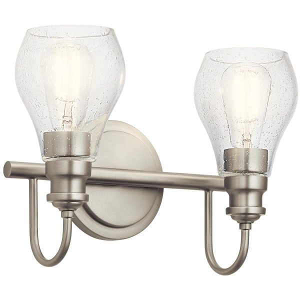 Greenbrier 14 In 2-Lights Bathroom Vanity Light With Clear Seeded Glass, Brushed Nickel Finish Sale