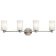 Joelson 34 In 4-Lights Bathroom Vanity Light With Satin Etched Cased Opal Glass, Brushed Nickel Finish Cheap