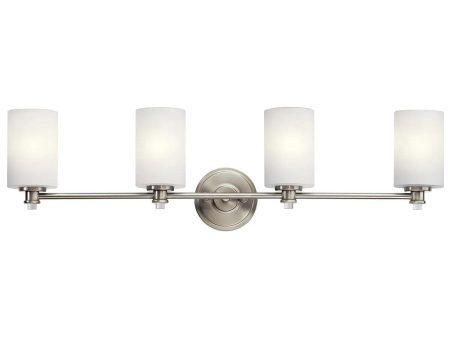 Joelson 34 In 4-Lights Bathroom Vanity Light With Satin Etched Cased Opal Glass, Brushed Nickel Finish Cheap