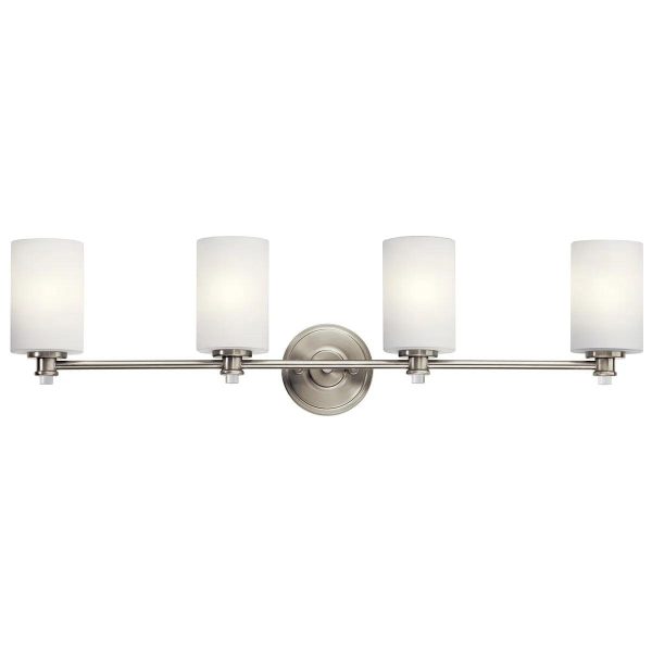 Joelson 34 In 4-Lights Bathroom Vanity Light With Satin Etched Cased Opal Glass, Brushed Nickel Finish Cheap