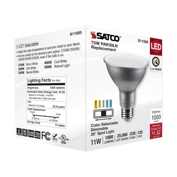 PAR30 Long Neck LED Bulb, 1000 Lumens, 75W Equal, 27K|30K|40K|50K, E26 Base, 25° Spot Online Hot Sale