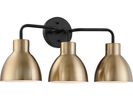 Sloan 22 in. 3 Lights Vanity Light Black and Gold Finish Supply