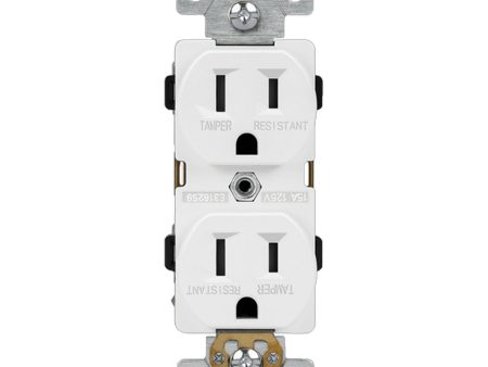 Commercial Grade 15 Amp Tamper-Resistant Duplex Outlet, White Cheap