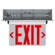 Edge-Lit LED Exit Sign, Dual face with Red Letters, Silver Finish, Mirror Panel, Battery Included Online Sale