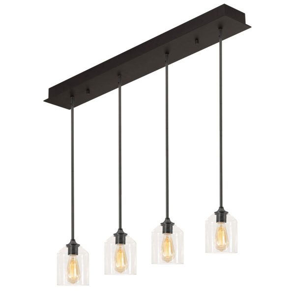 William 4 Lights 36 In. Pendant Light Black Finish Online